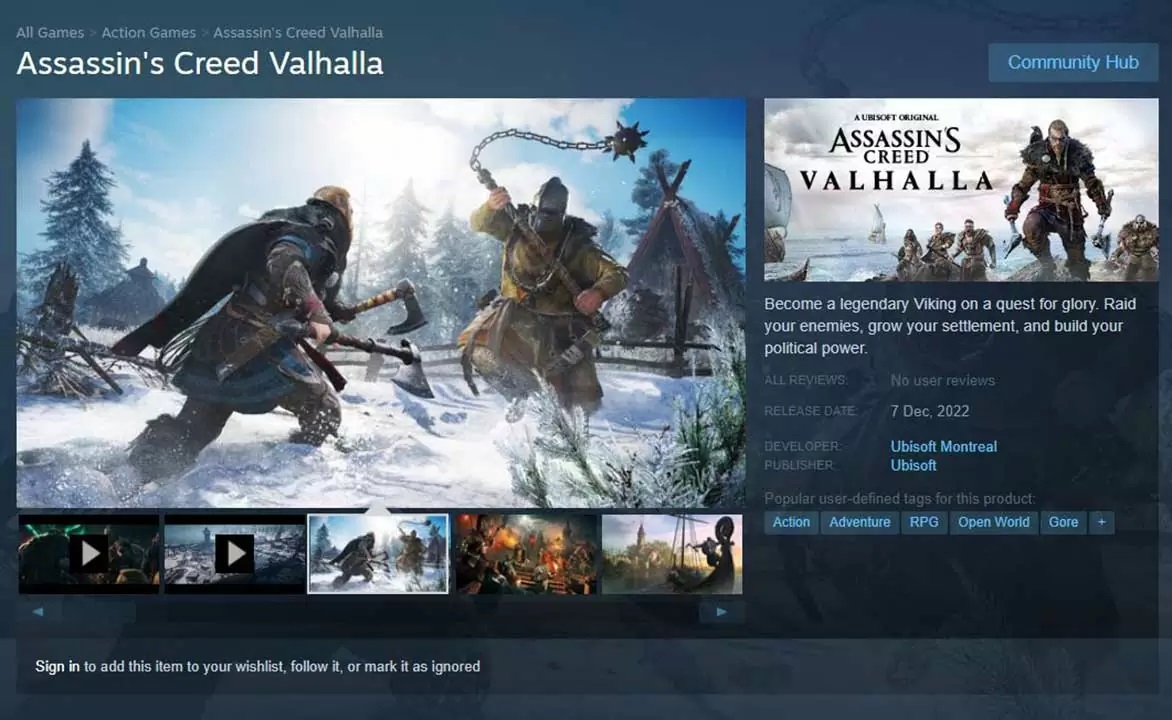 Assassin's Creed Valhalla coming to Steam on 6th December, 2022