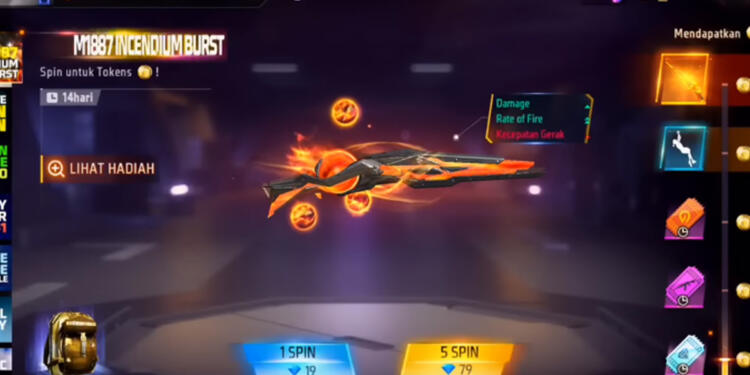 gun skin m1887 incendium burst ff 1